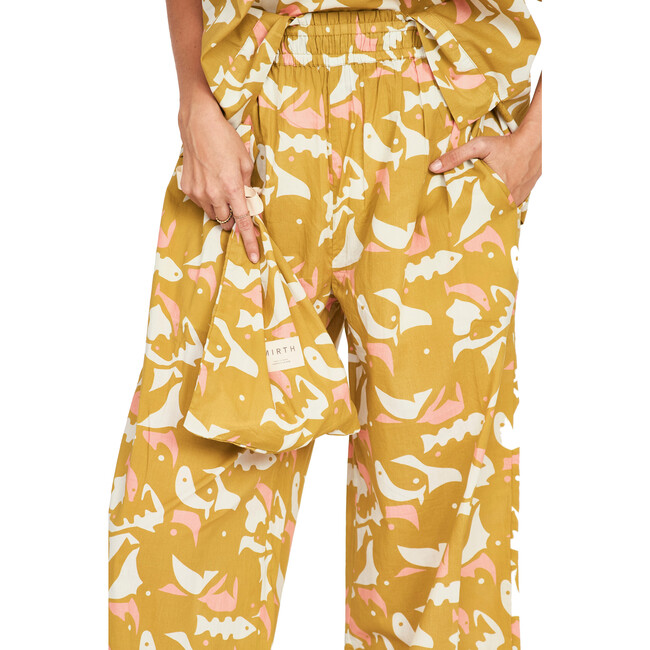 Women's Hand Screen Print Dolman Sleeve Top & Pajama Pant Set, Canary - Pajamas - 3