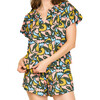 Women's Hand Screen Print Cotton Pajama Tap Shorts Set, Guppy - Pajamas - 3