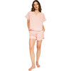 Women's Contrast Trim Dolman Sleeve Top & Pajama Shorts Set, Conch - Pajamas - 1 - thumbnail