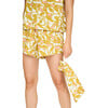 Women's Hand Screen Print Cotton Pajama Tap Shorts Set, Canary - Pajamas - 3