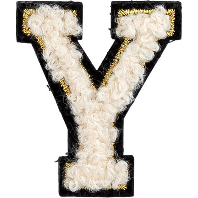 Soft Fuzzy Letter Y Velcro Patch, Gold & White