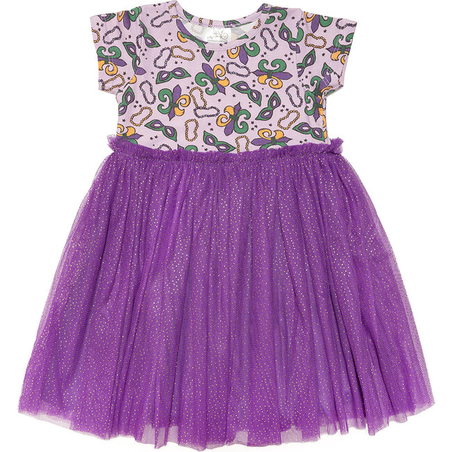 Mardi Gras Short Sleeve Tutu Dress, Multi