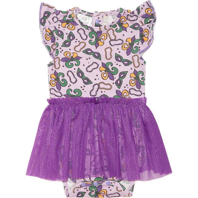 Mardi Gras Short Sleeve Tutu Bodysuit, Multi