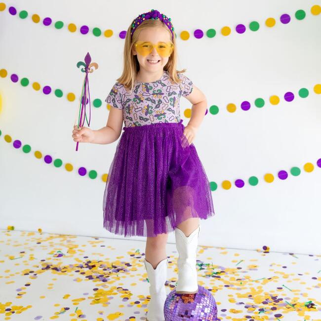 Mardi Gras Short Sleeve Tutu Dress, Multi - Dresses - 2