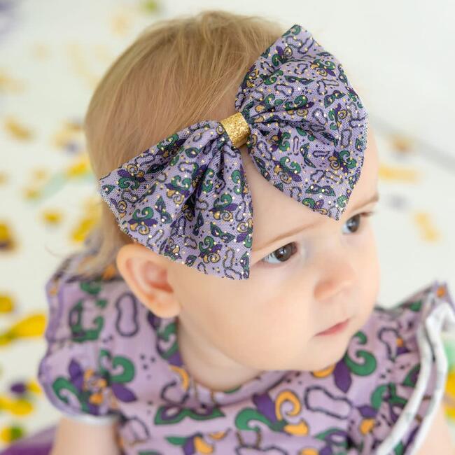 Mardi Gras Tulle Bow Baby Headband, Multi - Headbands - 3