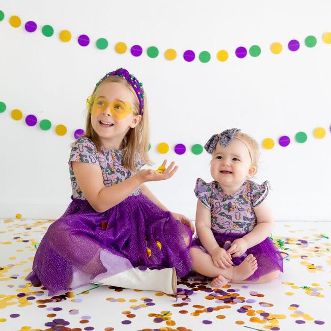 Mardi Gras Tulle Bow Baby Headband, Multi - Headbands - 4