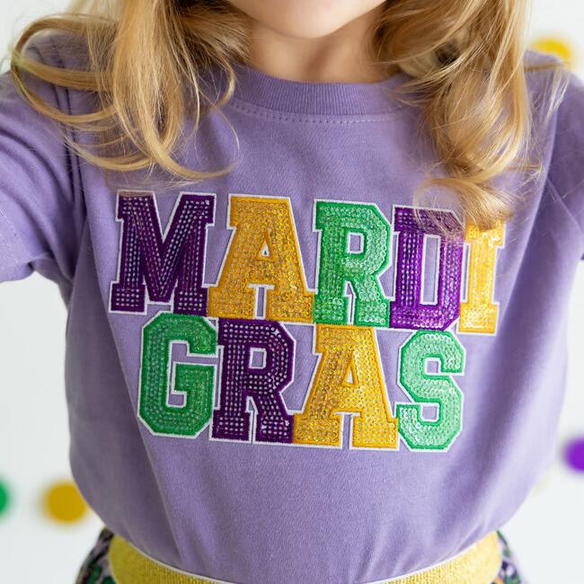 Mardi Gras Patch Short Sleeve T-Shirt, Lavender - T-Shirts - 3