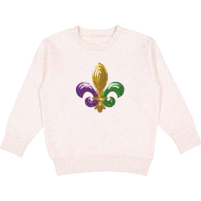 Mardi Gras Fleur De Lis Patch Sweatshirt, Natural