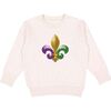 Mardi Gras Fleur De Lis Patch Sweatshirt, Natural - Sweatshirts - 1 - thumbnail