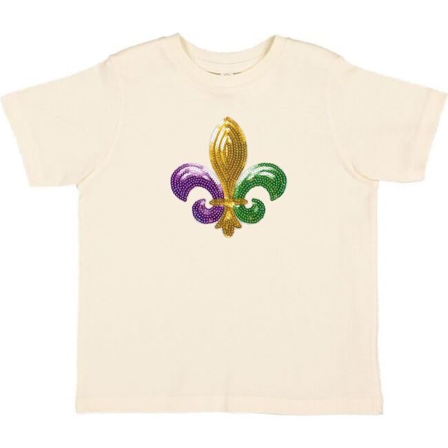 Mardi Gras Fleur De Lis Patch Short Sleeve T-Shirt, Natural