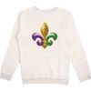 Mardi Gras Fleur De Lis Patch Adult Sweatshirt, Natural - Sweatshirts - 1 - thumbnail