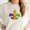 Mardi Gras Fleur De Lis Patch Adult Sweatshirt, Natural - Sweatshirts - 3