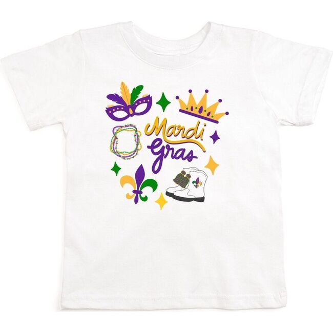 Mardi Gras Doodle Short Sleeve T-Shirt, White