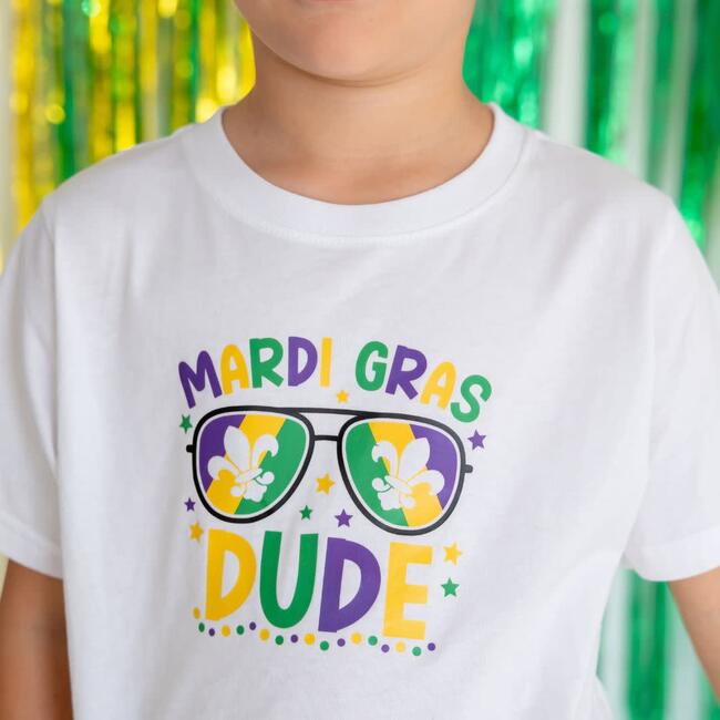 Mardi Gras Dude Short Sleeve T-Shirt, White - T-Shirts - 3