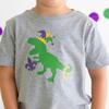 Mardi Gras Dino Short Sleeve T-Shirt, Grey - T-Shirts - 3