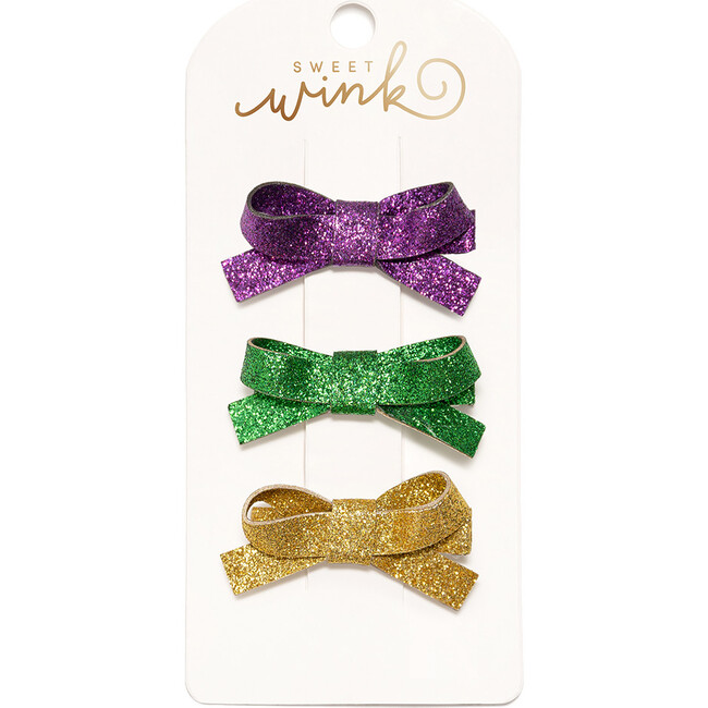 Mardi Gras Bow Clip Set, Multi