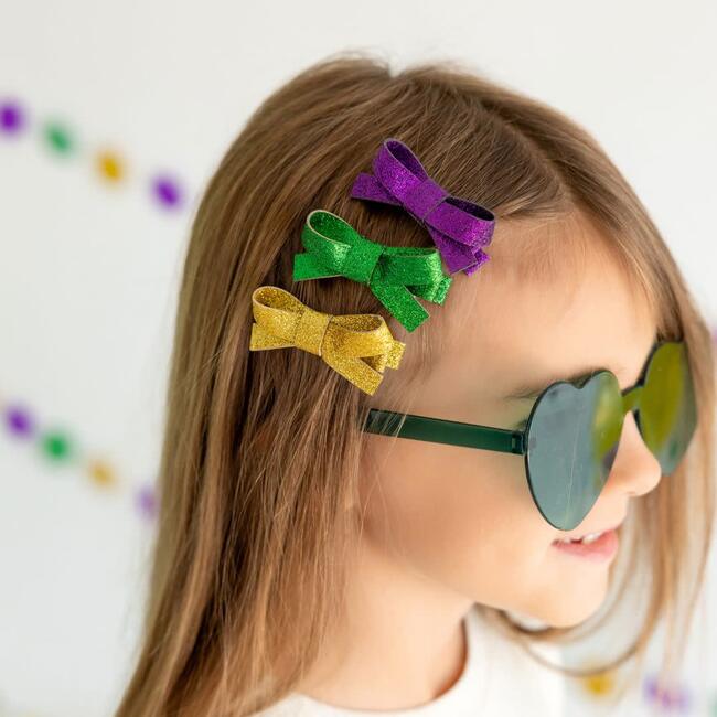 Mardi Gras Bow Clip Set, Multi - Hair Accessories - 3