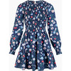 Women's Viviana Mini Nap Dress, Navy Belgravia Floral Ikat - Dresses - 1 - thumbnail