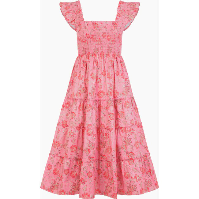 Women's Ellie Nap Dress, Pink and Red Pimlico Floral Ikat