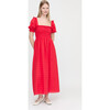 Women's Scarlett Midi Nap Dress, Red Daisy Check Eyelet - Dresses - 2