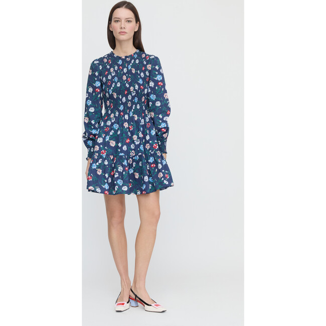 Women's Viviana Mini Nap Dress, Navy Belgravia Floral Ikat - Dresses - 5