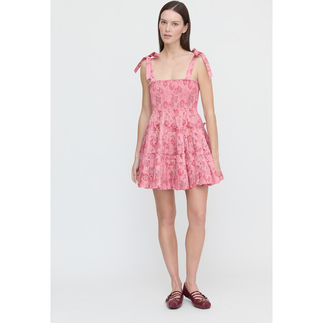 Women's Ribbon Charlotte Nap Dress, Pink and Red Pimlico Floral Ikat - Dresses - 2