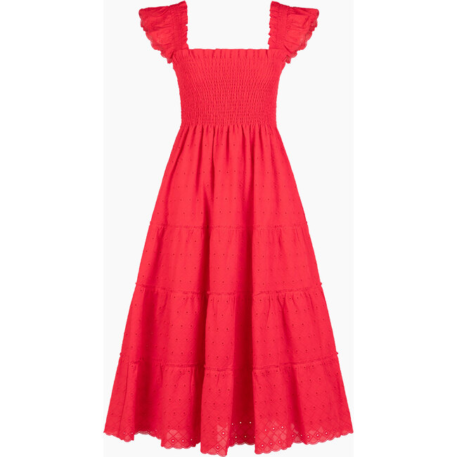 Women's Ellie Nap Dress, Red Daisy Check Eyelet