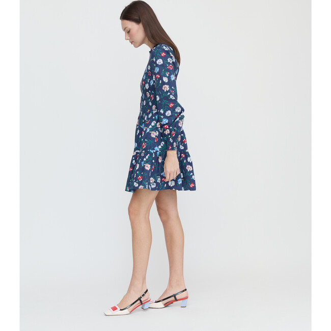 Women's Viviana Mini Nap Dress, Navy Belgravia Floral Ikat - Dresses - 6