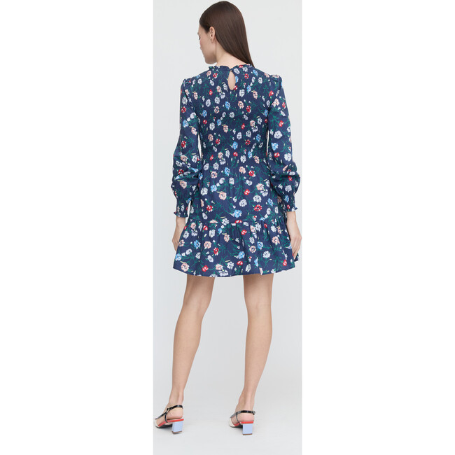 Women's Viviana Mini Nap Dress, Navy Belgravia Floral Ikat - Dresses - 7