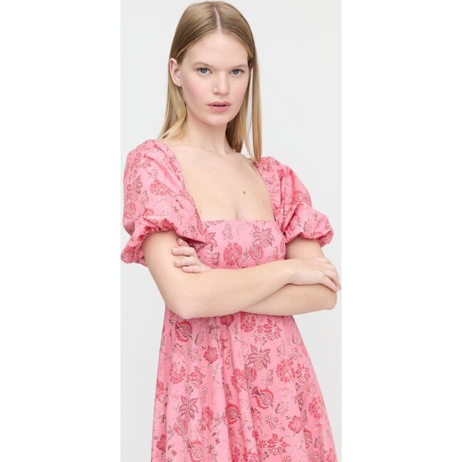 Women's Matilda Dress, Pink and Red Pimlico Floral Ikat - Dresses - 4