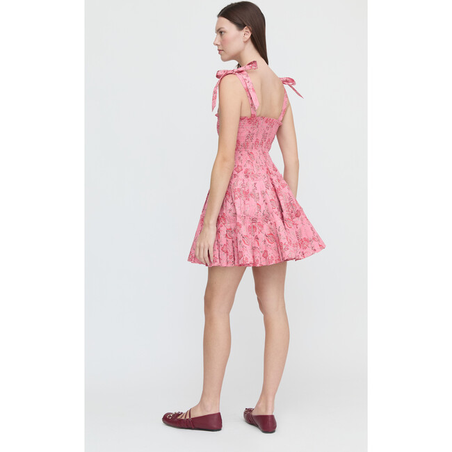 Women's Ribbon Charlotte Nap Dress, Pink and Red Pimlico Floral Ikat - Dresses - 4