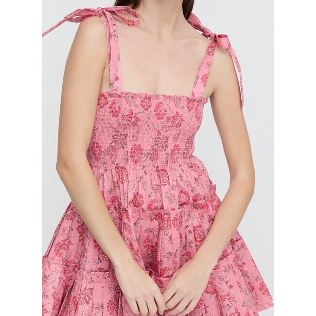 Women's Ribbon Charlotte Nap Dress, Pink and Red Pimlico Floral Ikat - Dresses - 5