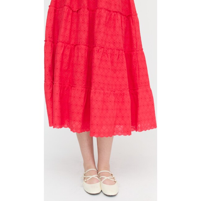 Women's Ellie Nap Dress, Red Daisy Check Eyelet - Dresses - 5