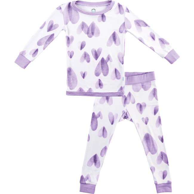 Toddler Bamboo Pajamas, Purple Hearts