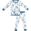 Toddler Bamboo Pajamas, Blue Hearts - Pajamas - 1 - thumbnail