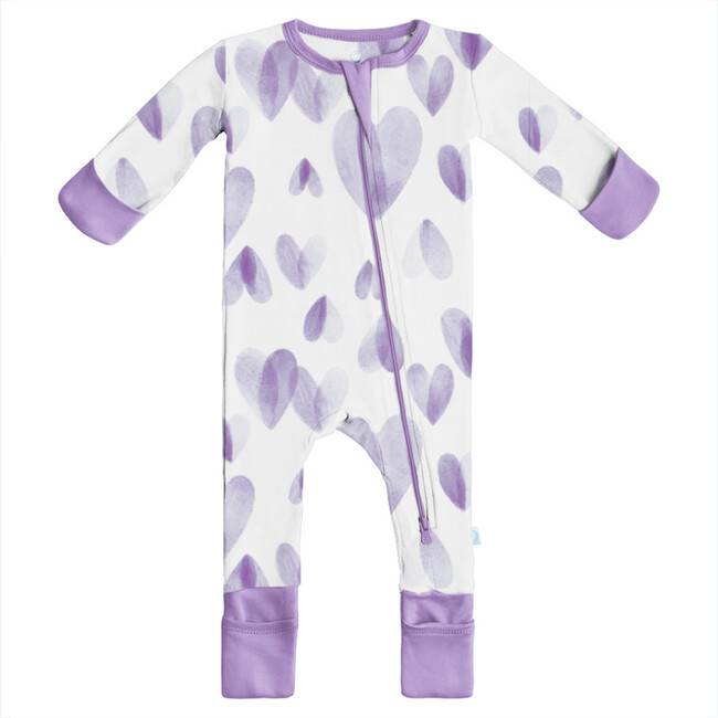 Baby Bamboo Pajamas w/ DreamCuffs®, Purple Hearts