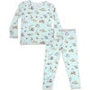 Valentines Pups Bamboo Kids Pajamas, Blue - Pajamas - 1 - thumbnail