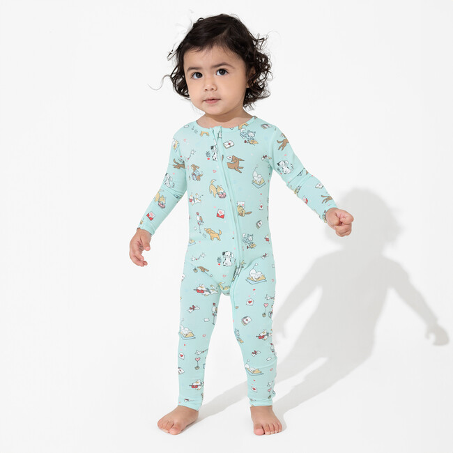 Valentines Pups Bamboo Convertible Footie, Blue - Onesies - 3