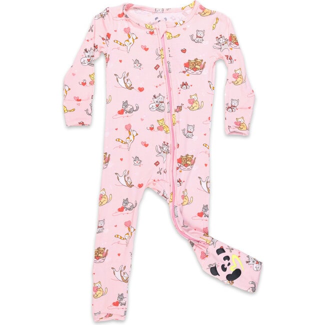 Valentines Kittens Bamboo Convertible Footie, Pink