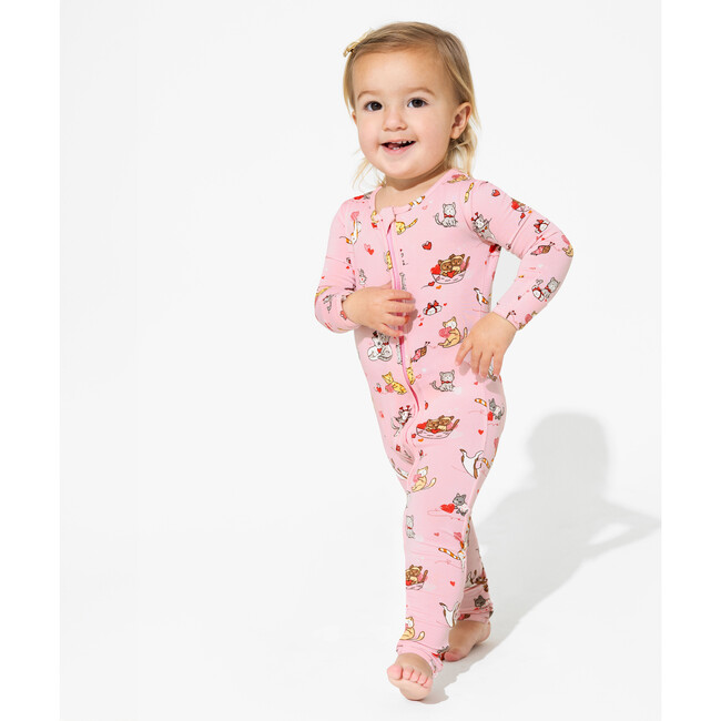 Valentines Kittens Bamboo Convertible Footie, Pink - Onesies - 2