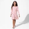 Valentines Kittens Bamboo Girls' Long Sleeve Dress, Pink - Dresses - 2