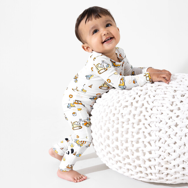 Love Trucks White Bamboo Convertible Footie, White - Onesies - 2