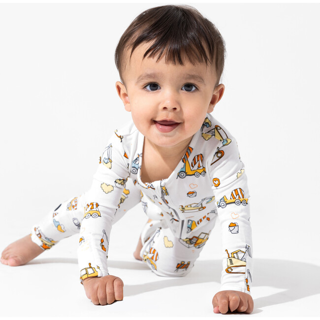 Love Trucks White Bamboo Convertible Footie, White - Onesies - 3