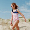 Girls Flores One-Piece Swimsuit, Pink Toile De Jouy Balinaise - One Pieces - 3