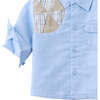 Baby Gideon Long Sleeves Shirt With Patchwork, Blue - Button Downs - 4