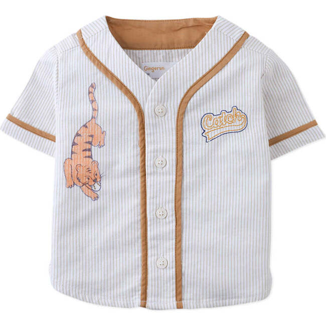 Baby Derek Baseball Shirt With Tiger Print, White