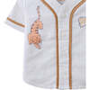 Baby Derek Baseball Shirt With Tiger Print, White - Button Downs - 4