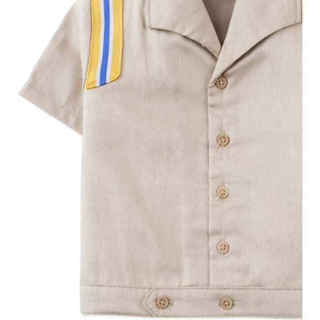 Baby Barron Button Down Shirt, Beige - Button Downs - 4