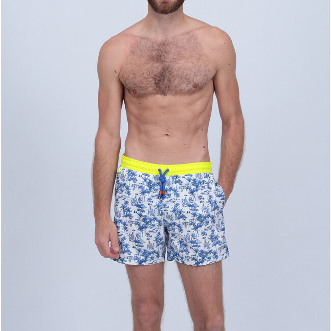 Men's Trawangan Swim Trunk, Toile De Jouy Balinaise Inspiration - Swim Trunks - 2