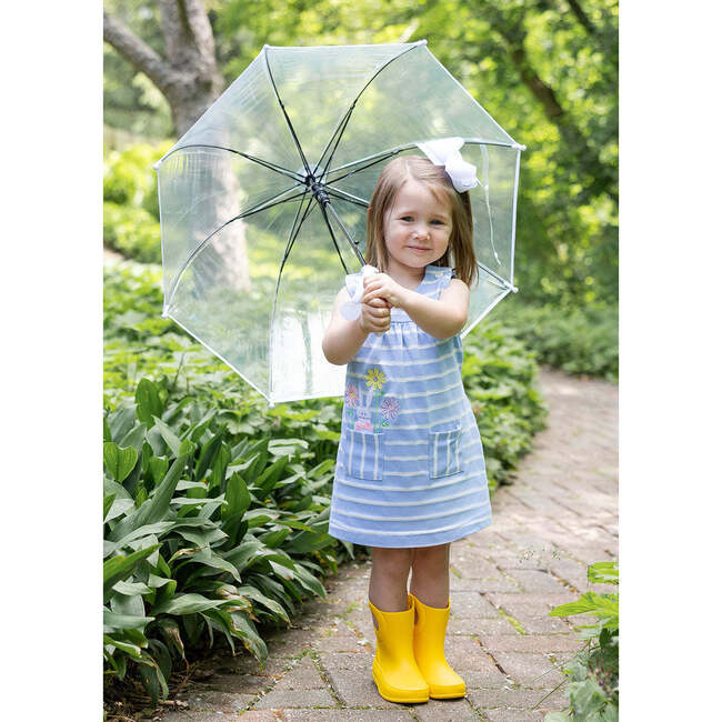 Stripe Knit Dress With Bunny & Flowers - Dresses - 2